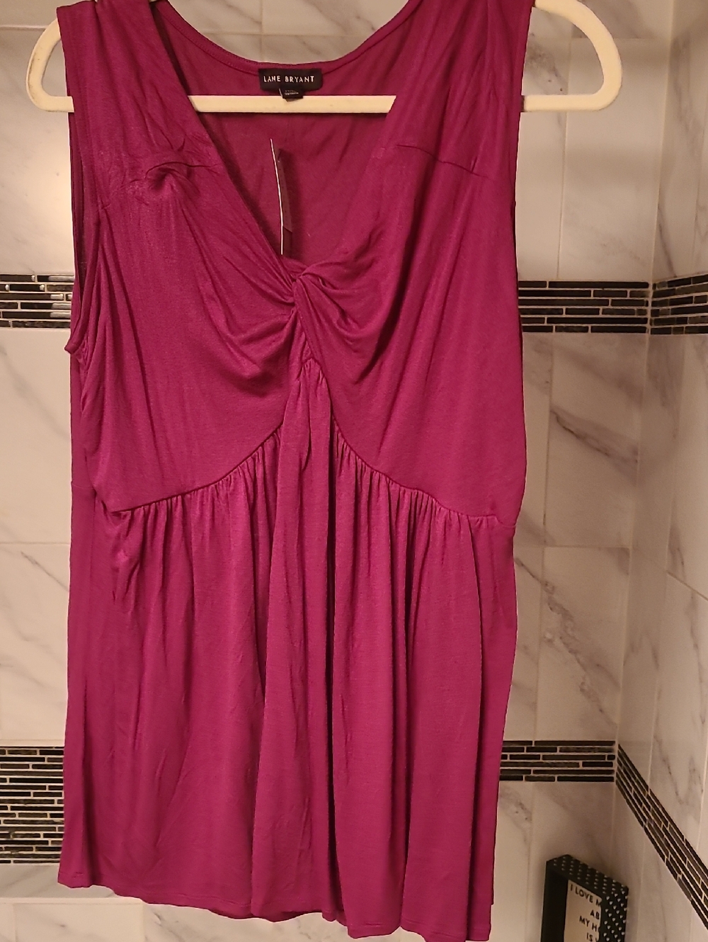 Lane Bryant Magenta Twist-Front Sleeveless Top